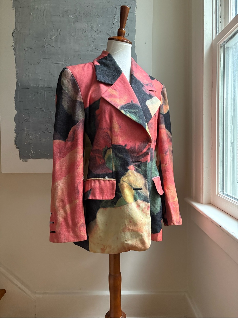 Moschino Couture 1990 Vintage Floral Wool Blazer SZ 6/8